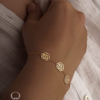 دستبند طلا ۱۸ عیار طرح رُز